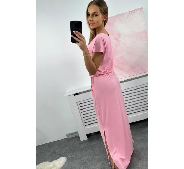 Viskózové šaty s kapsami světle růžová Viskózové šaty s kapsami světle růžová