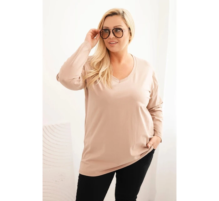 Dámská blůza Plus Size s V výstřihem a dlouhým rukávem fango