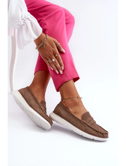 Sametové mokasíny na platformě hnědé model 21655649 - SERGIO LEONE