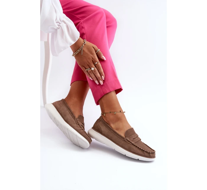 Sametové mokasíny na platformě hnědé model 21655649 - SERGIO LEONE