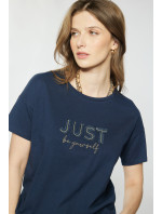 Monnari Blúzky Bavlnené tričko s nápisom Navy Blue