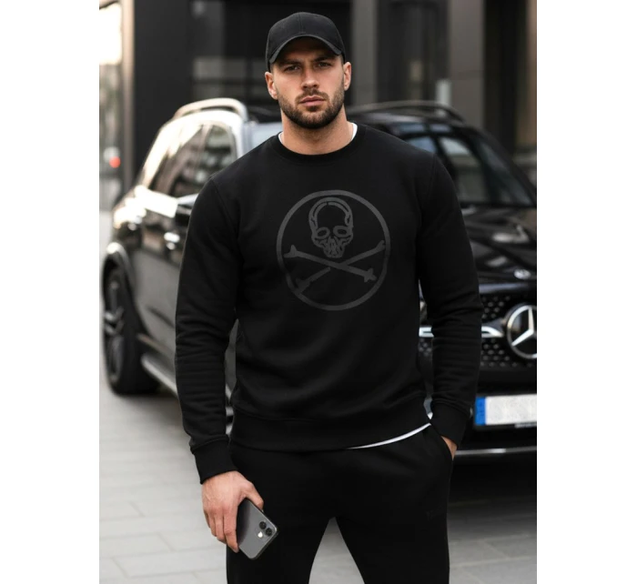 Pánska mikina s potlačou čierna FashionStreet BX5948