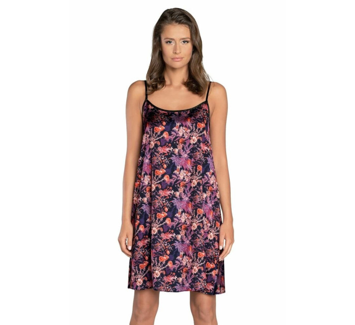 Saténová košilka negližé model 16167033 fialová květiny - Italian Fashion
