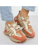 Dámské kožené tenisky béžové a oranžové model 21904648 - Goe