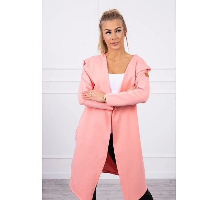 Dlhý kabát s kapucňou marhuľová