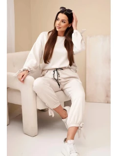 Dámský set z viskózy s mašlemi máslový model 22103428 - K-Fashion