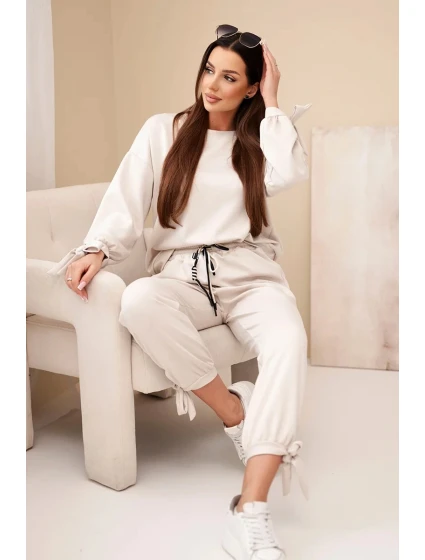 Dámský set z viskózy s mašlemi máslový model 22103428 - K-Fashion