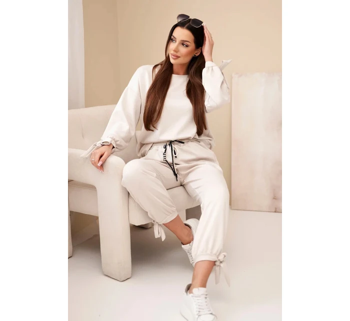 Dámský set z viskózy s mašlemi máslový model 22103428 - K-Fashion