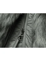 Dámska prešívaná zimná bunda s kapucňou khaki (aura)