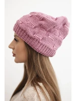 Dámská zimní čepice z vlny s ozdobným vzorem model 21782965 fialová - K-Fashion