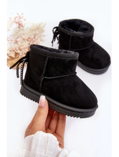 Dětské kozačky s kožešinou a šňůrkami Černé model 21641639 - Boto