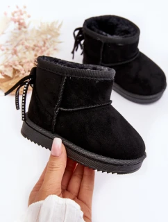 Dziecięce Ocieplane Botki Śniegowce Z Frędzlami Czarne Mikyla