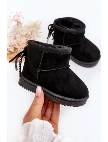 Dětské kozačky s kožešinou a šňůrkami Černé model 21641639 - Boto Dětské kozačky s kožešinou a šňůrkami Černé model 21641639 - Boto