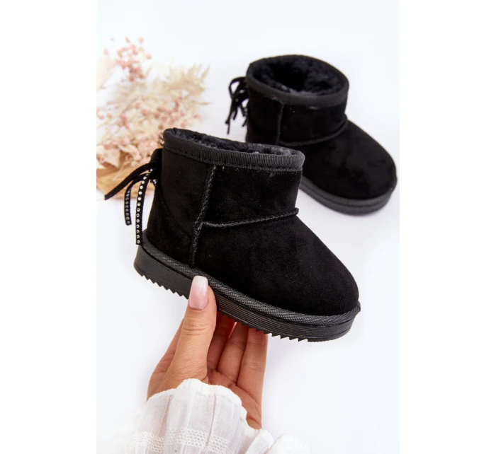 Dětské kozačky s kožešinou a šňůrkami Černé model 21641639 - Boto Dětské kozačky s kožešinou a šňůrkami Černé model 21641639 - Boto