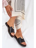 Klapki Damskie Eko Skórzane Z Ozdobnymi Detalami Czarne Mevith Klapki Damskie Eko Skórzane Z Ozdobnymi Detalami Czarne Mevith