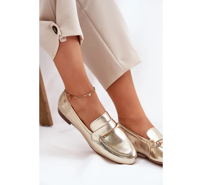 Skórzane Półbuty Mokasyny Damskie Maciejka K6809-25 Złote