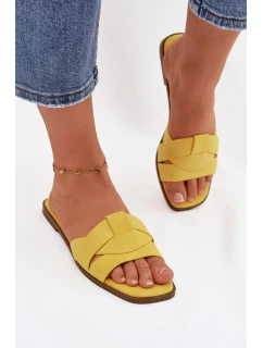Dámské ploché sandály s pásky Eko Zamszové Žluté Florane