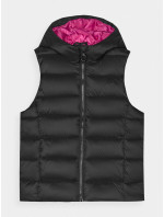 Dievčenská páperová vesta s výplňou zo syntetického peria 4F - čierna