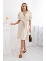 Šaty s vrstveným výstrihom IT-42 béžová - Kesi