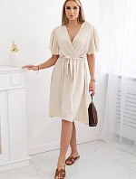 Šaty s vrstveným výstrihom IT-42 béžová - Kesi