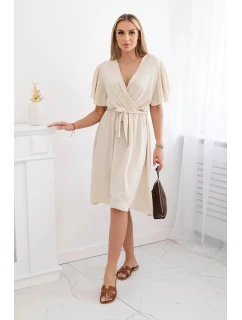 Šaty s vrstveným výstrihom IT-42 béžová - Kesi