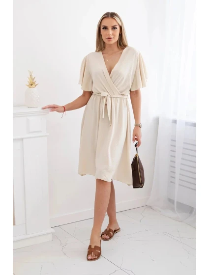Šaty s vrstveným výstrihom IT-42 béžová - Kesi