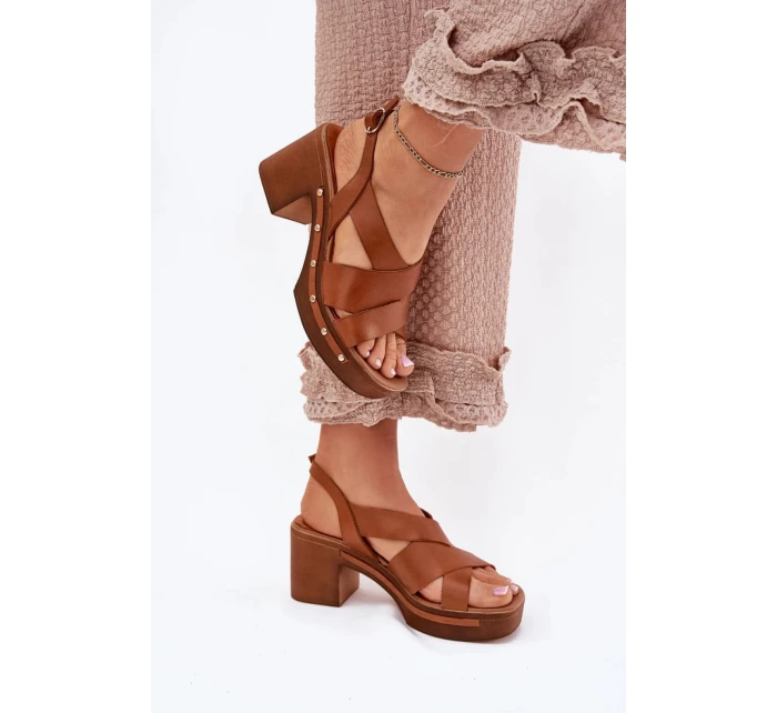 Sandále na podpätku 1081 Brown - Krok vo veľkom štýle