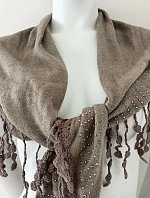 Dámska sivohnedá šatka s lemom - FPrice