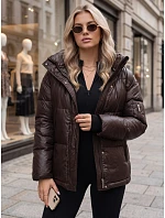 Dámska zimná prešívaná bunda s kapucňou, hnedá, FashionStreet TY5965 Dámska zimná prešívaná bunda s kapucňou, hnedá, FashionStreet TY5965