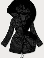 Dámska parka s kožušinou čierna (5m762-392)