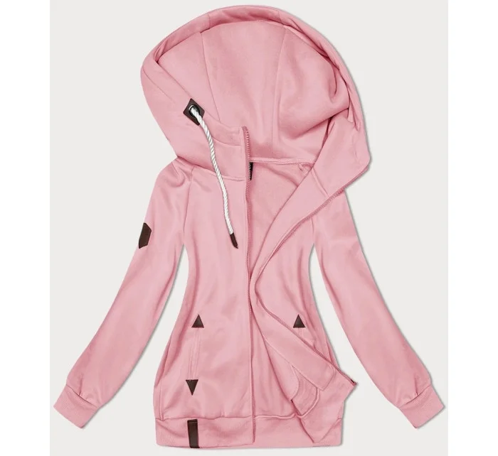 Růžová hladká dámská rozepínací mikina model 19656370 - 6&8 Fashion