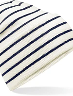 Beechfield B 39R Pletená čiapka s pruhmi a manžetou 53.039R soft white/french navy
