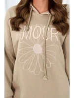 Dlhé izolované šaty s výšivkou svetlo béžová