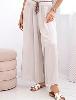 Dámske viskózové nohavice so širokými nohavicami tmavo béžové