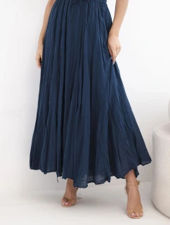 Dámská maxi bavlněná sukně s gumou v pase jeansová