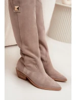 Kožené Semišové Kozačky   Cappuccino model 21718488 - Zazoo