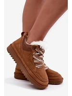 Kožené semišové snehule s kožušinou Vinceza 97974 Camel