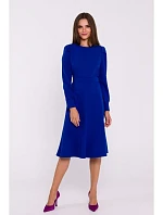 S378 Roztiahnuté šaty s opaskom - kráľovská modrá