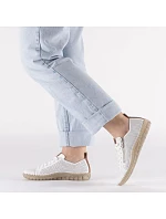 Dámske kožené ažurové biele poltopánky Rieker N2405-80