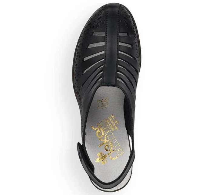 Dámske pohodlné kožené sandále na podpätku Rieker 40959-00