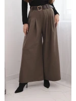 Dámské kalhoty se širokým nohavicí a páskem fango