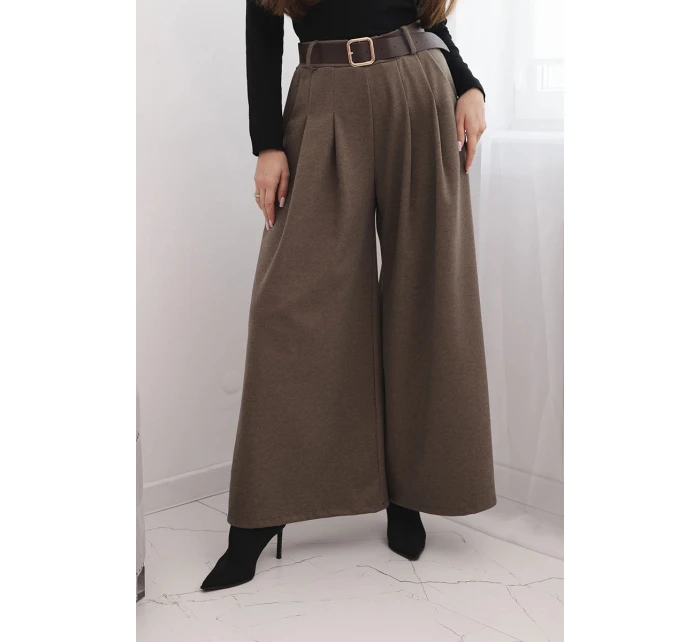 Dámské kalhoty se širokým nohavicí a páskem fango