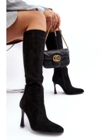 Dámské Kozačky Na Podpatku Černé model 21638674 - Boto