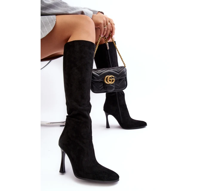 Dámské Kozačky Na Podpatku Černé model 21638674 - Boto