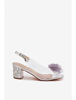 Průhledné sandály na vysokém podpatku s krystaly síťová růže D&A MR61-9011 stříbrné