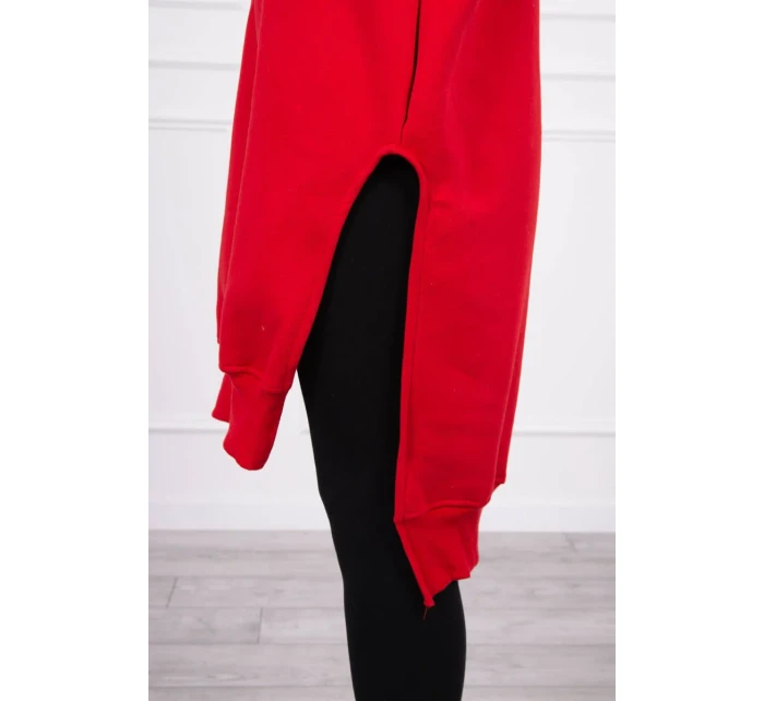 Mikina s bočními rozparky červená