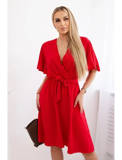 Šaty s vrstveným výstrihom červené