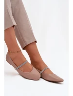 Dámské baleríny s pásky – tmavě béžové model 21834666 - Kesi