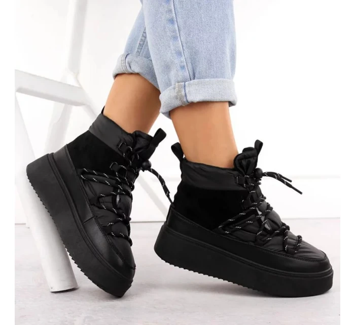 Dámske snehové topánky na pltform 24-72302BK / WOL280A Black - Potocki Dámske snehové topánky na pltform 24-72302BK / WOL280A Black - Potocki