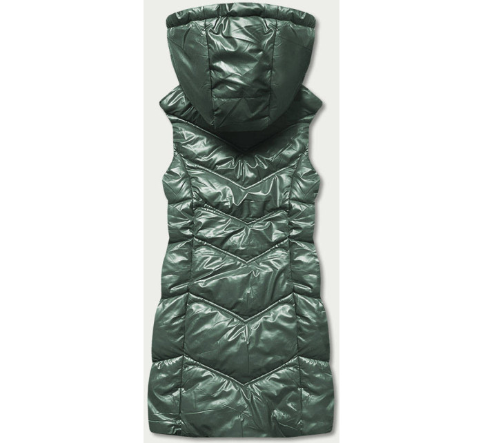 Lesklá zelená vesta s kapucňou (B8025-10)